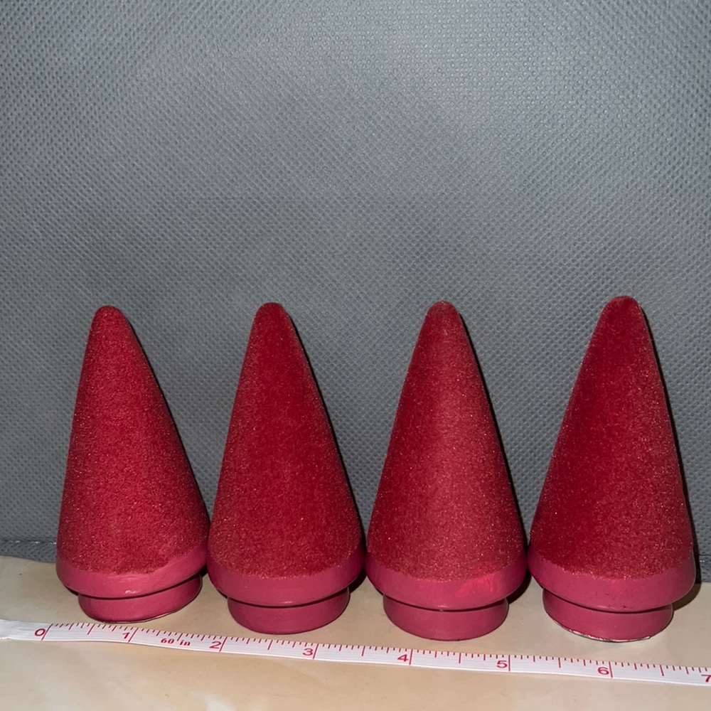 NWT 4pc Red Velvet Ceramic Mini Christmas Tree Decor